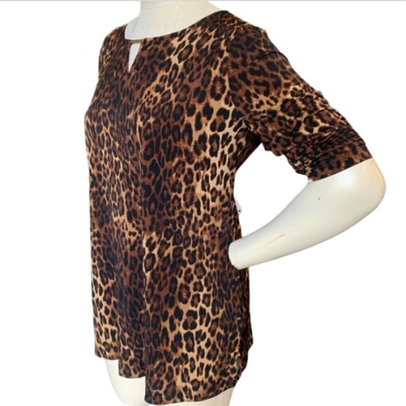 IMAN Global Chic Leopard Print Tunic Top Women's L Item#57F - Picture 2 of 9